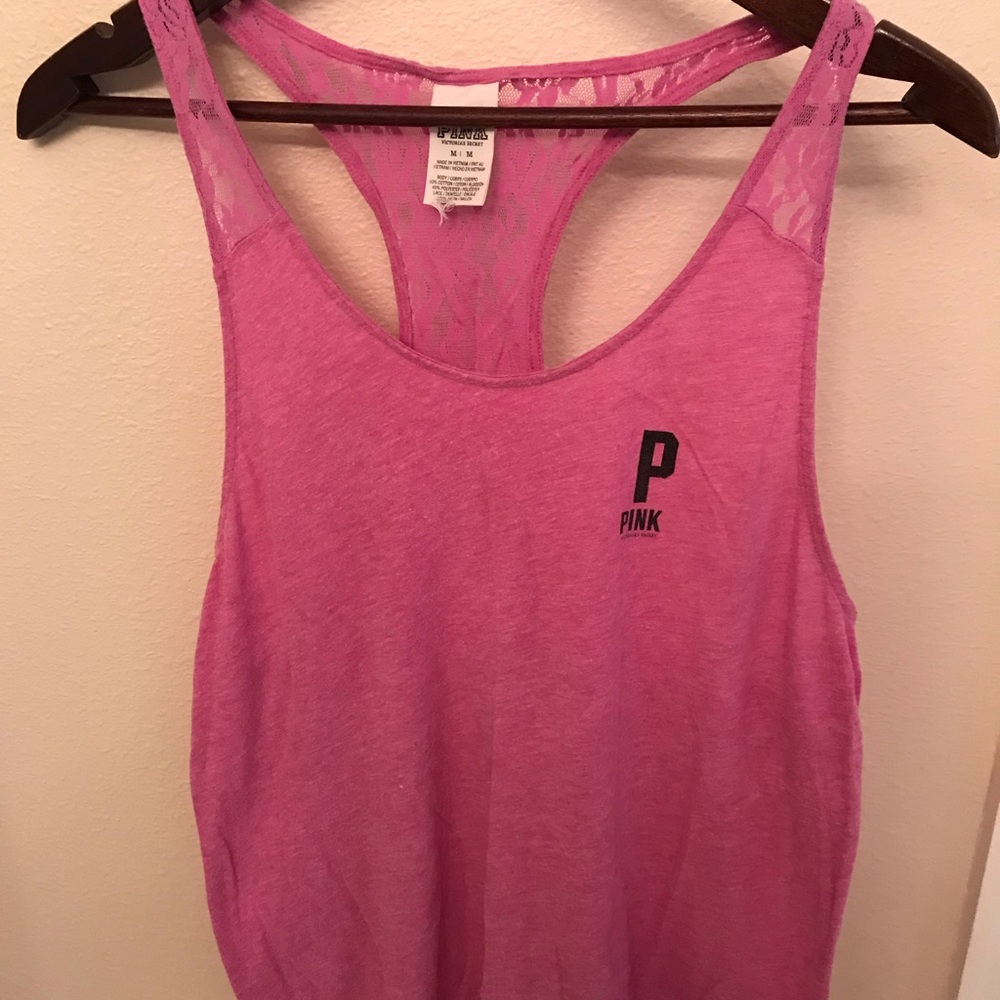 PINK lace racer back tank top